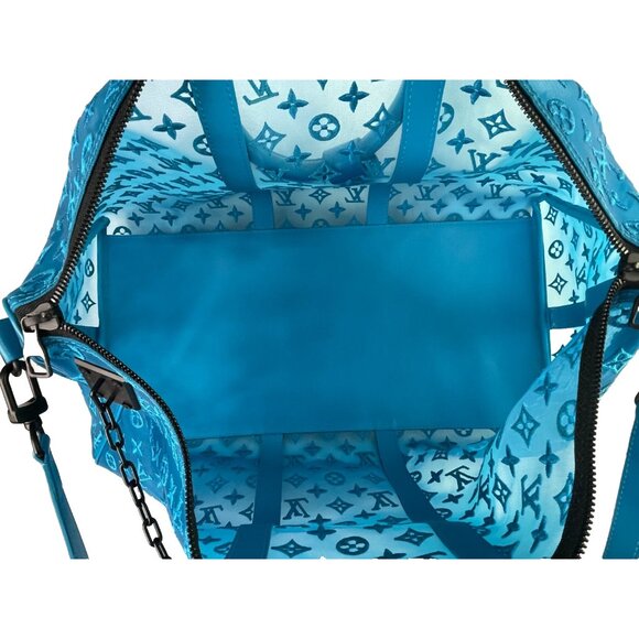 LOUIS VUITTON Keepall Triangle BANDOULIÈRE 50 Turquoise Transparent Bag Duffle - Picture 10 of 16